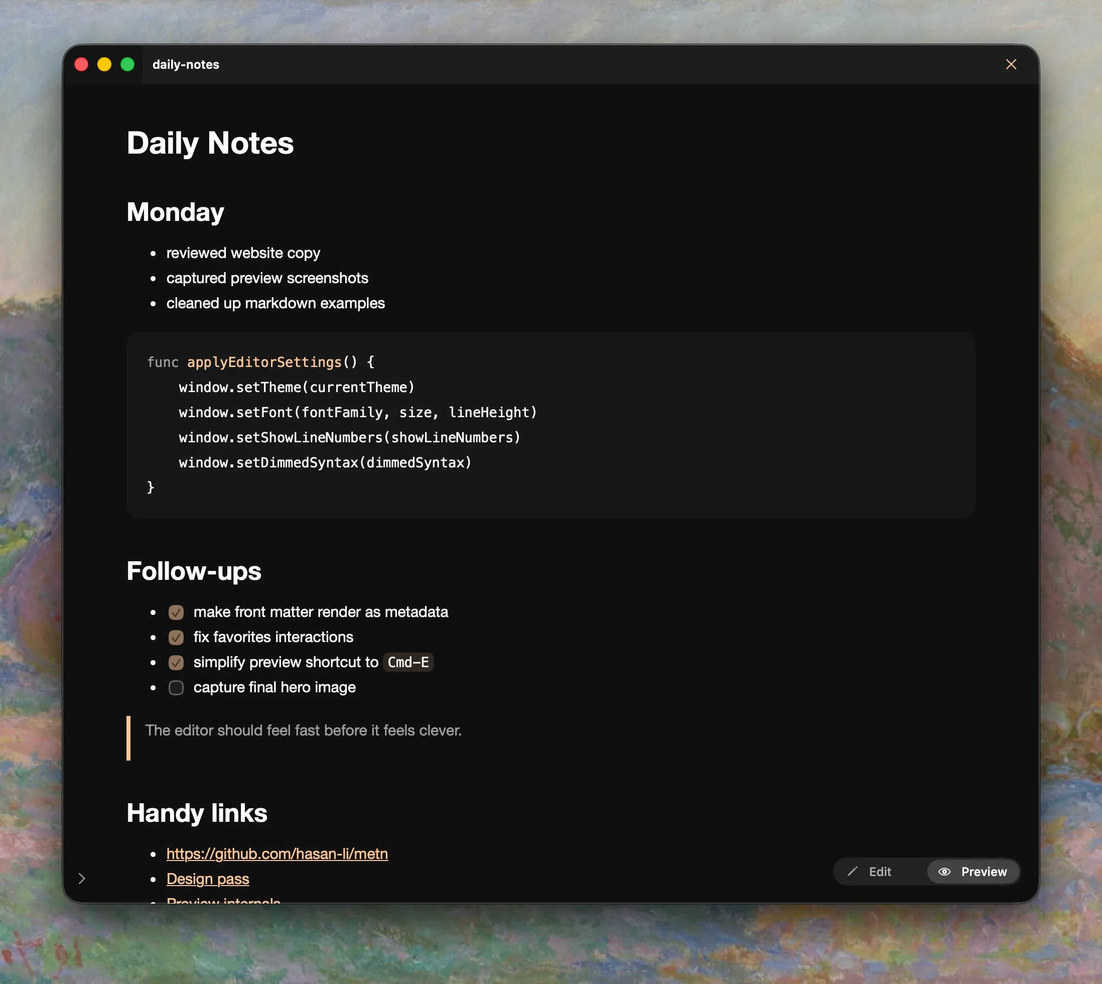 Preview holds up on real technical notes. screenshot